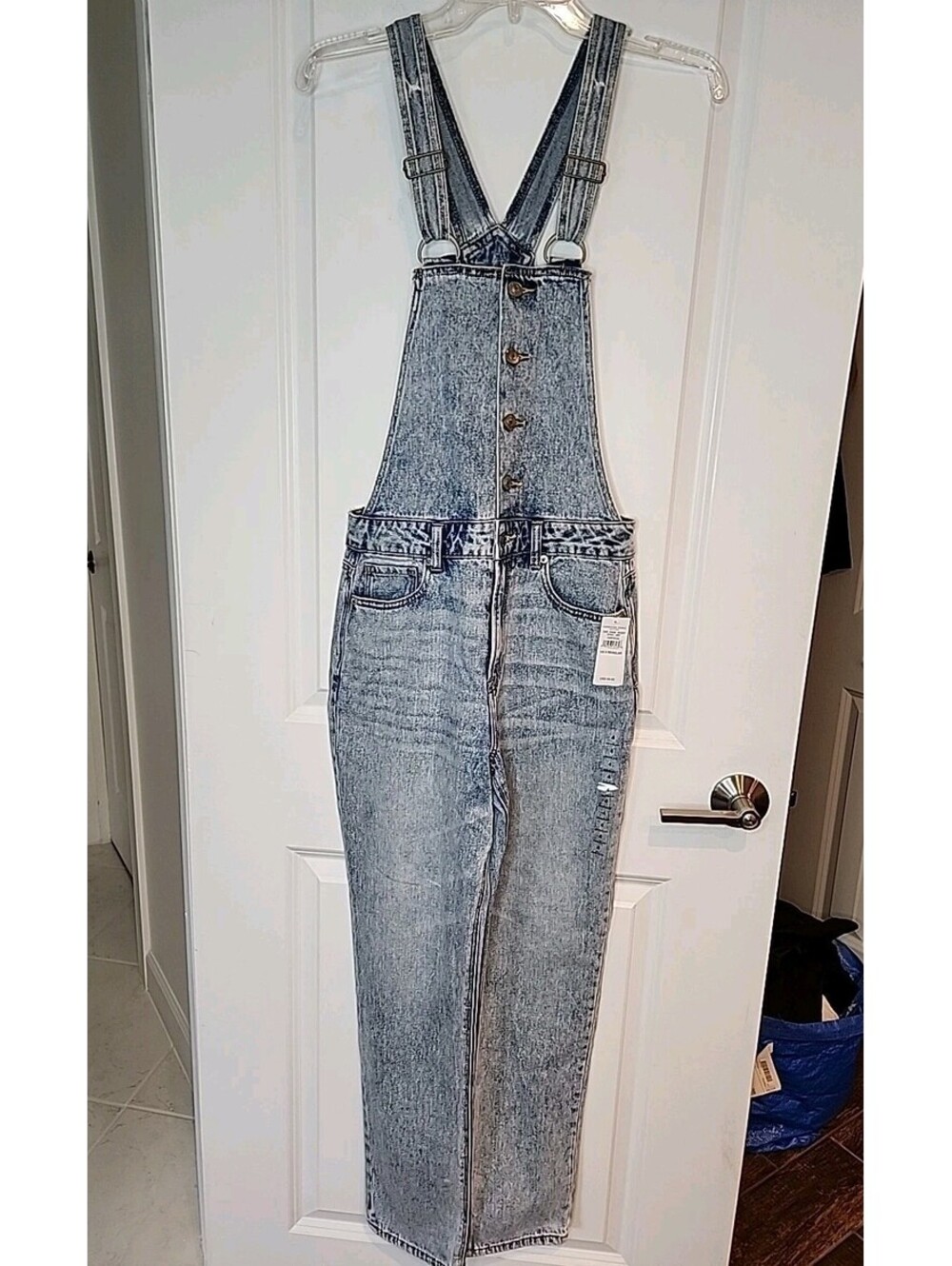 American Eagle Overalls Denim Womens Sz 4 Small Lt Blue Bib 90s Boyfriend Retro